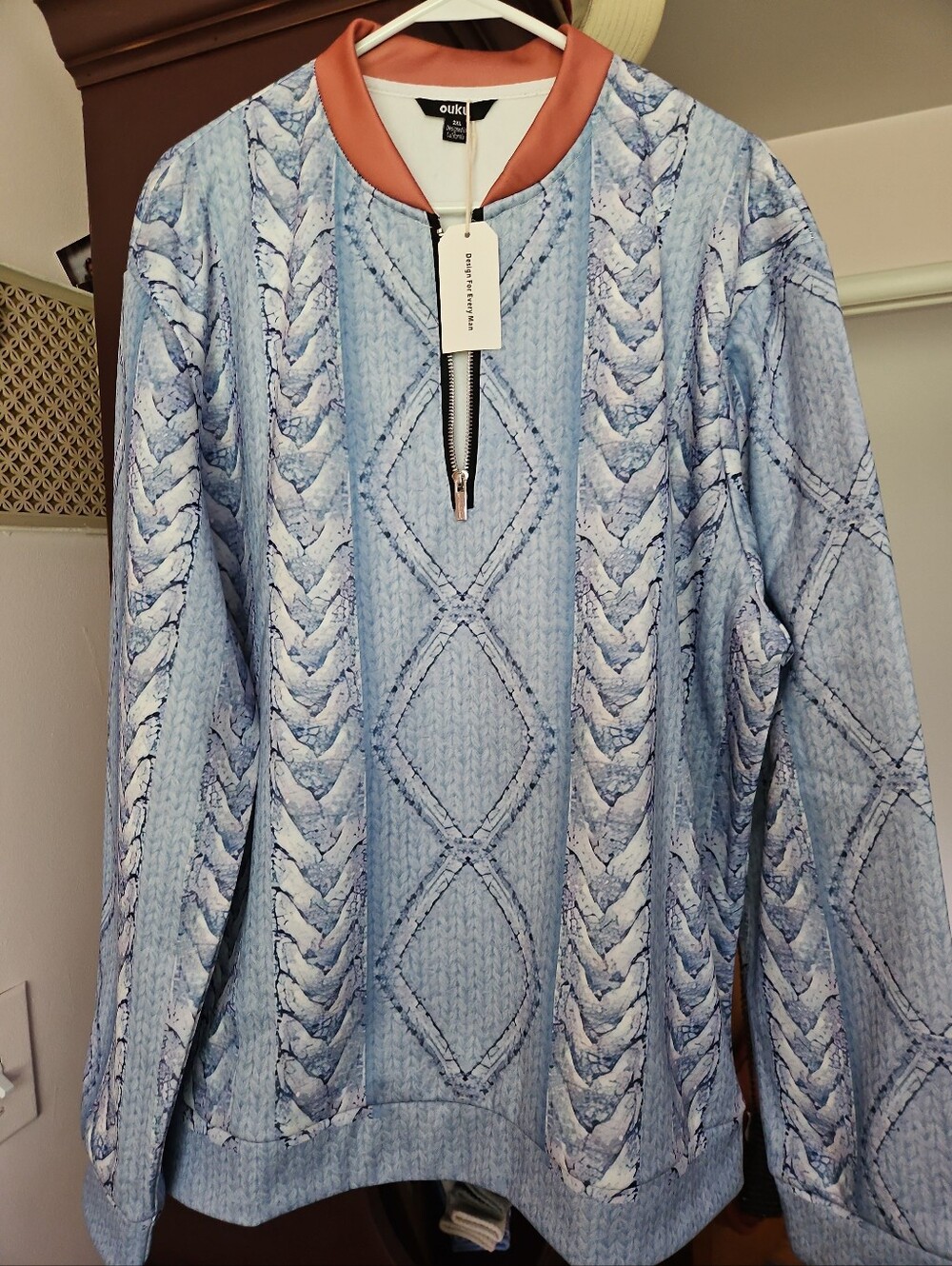 Ouku Light Blue Pullover 1/4 Zip NWT